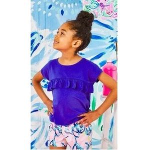 Lilly Pulitzer Girls Knit Molly Short in Sweet Pea Pink “Chasing the Sun,” S 4/5